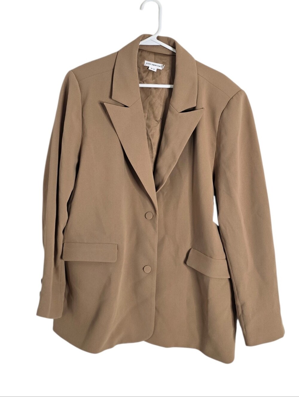 NWT Good American Luxe Suiting Boyfriend Blazer Pecan Size 3/4 (L/XL) Neutral